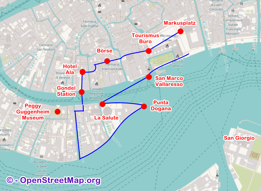 Plan des Rundgangs Punta Dogana