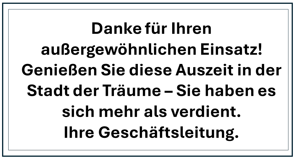 Danke an Ihre Mitarbeiter