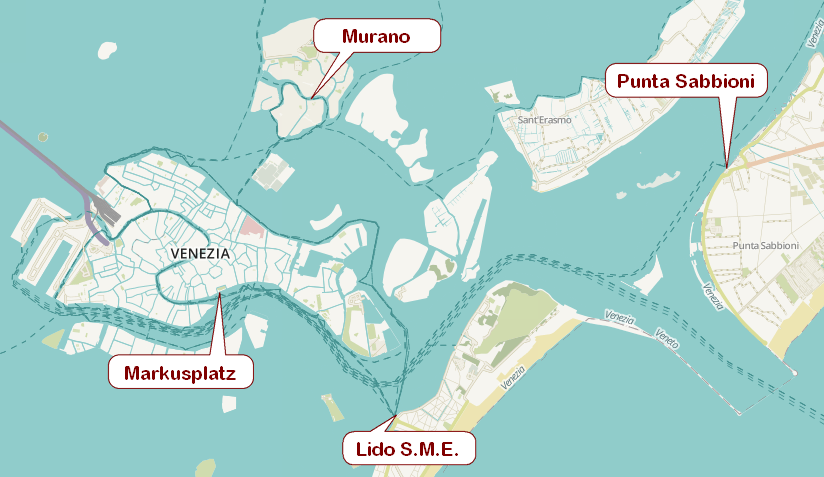 Punta Sabbioni im Plan