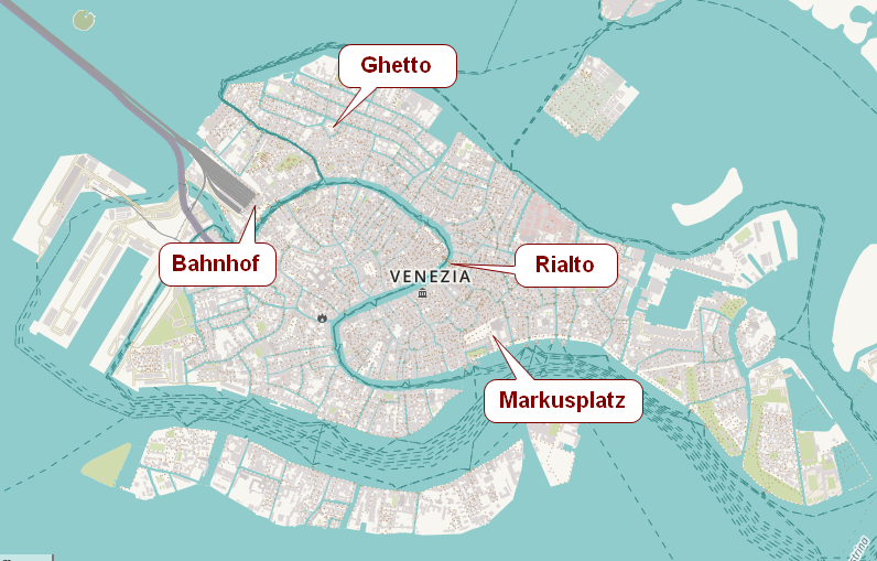 Lageplan: Das Ghetto in Venedig